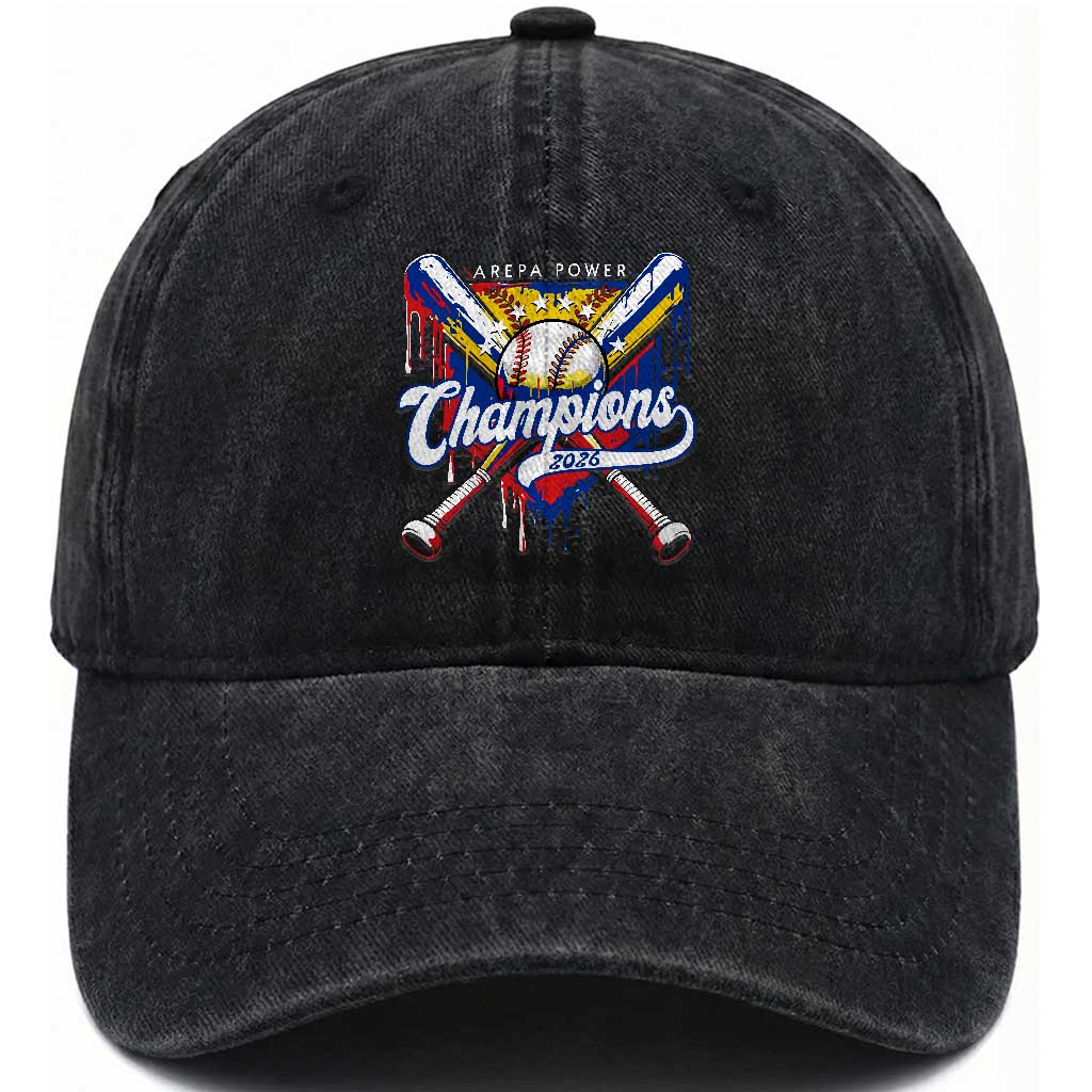 Venezuela Champions 2026 Washed Cotton Baseball Cap Baseball Lover Home Plate Drip TS11 Print Your Wear