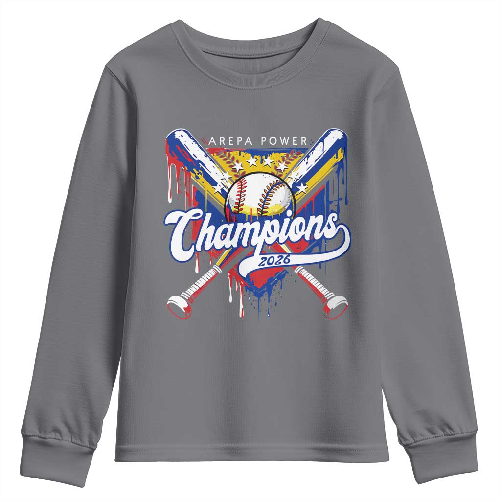 Venezuela Champions 2026 Youth Sweatshirt Baseball Lover Home Plate Drip TS11 Charcoal Print Your Wear