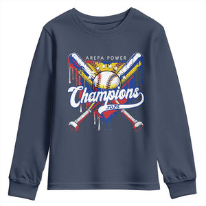 Venezuela Champions 2026 Youth Sweatshirt Baseball Lover Home Plate Drip TS11 Navy Print Your Wear