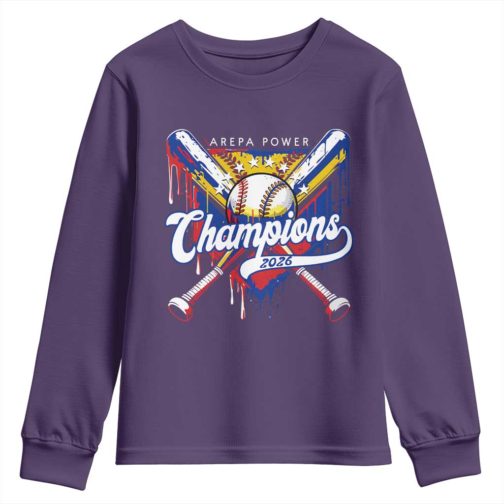 Venezuela Champions 2026 Youth Sweatshirt Baseball Lover Home Plate Drip TS11 Purple Print Your Wear