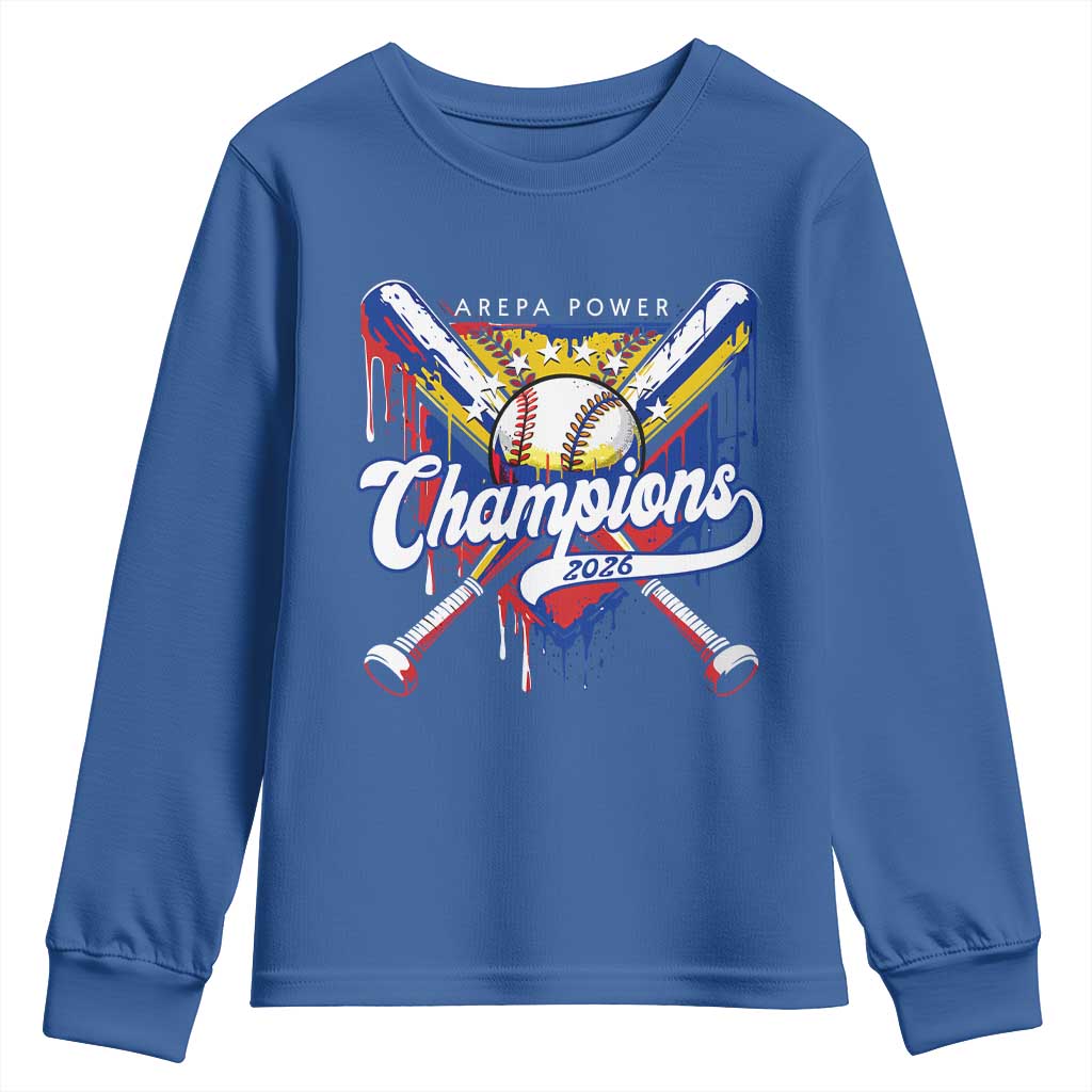 Venezuela Champions 2026 Youth Sweatshirt Baseball Lover Home Plate Drip TS11 Royal Blue Print Your Wear
