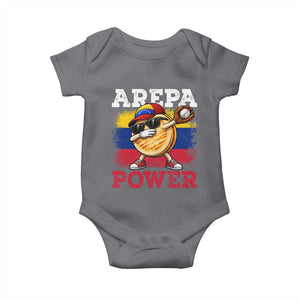 Funny Arepa Power Venezuela Baseball Lover Baby Onesie Cute Dabbing Arepa TS11 Charcoal Print Your Wear