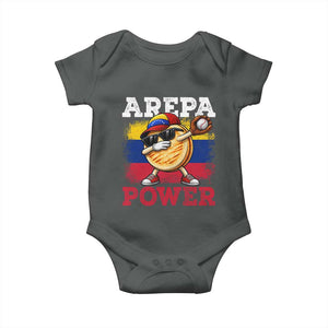 Funny Arepa Power Venezuela Baseball Lover Baby Onesie Cute Dabbing Arepa TS11 Dark Heather Print Your Wear