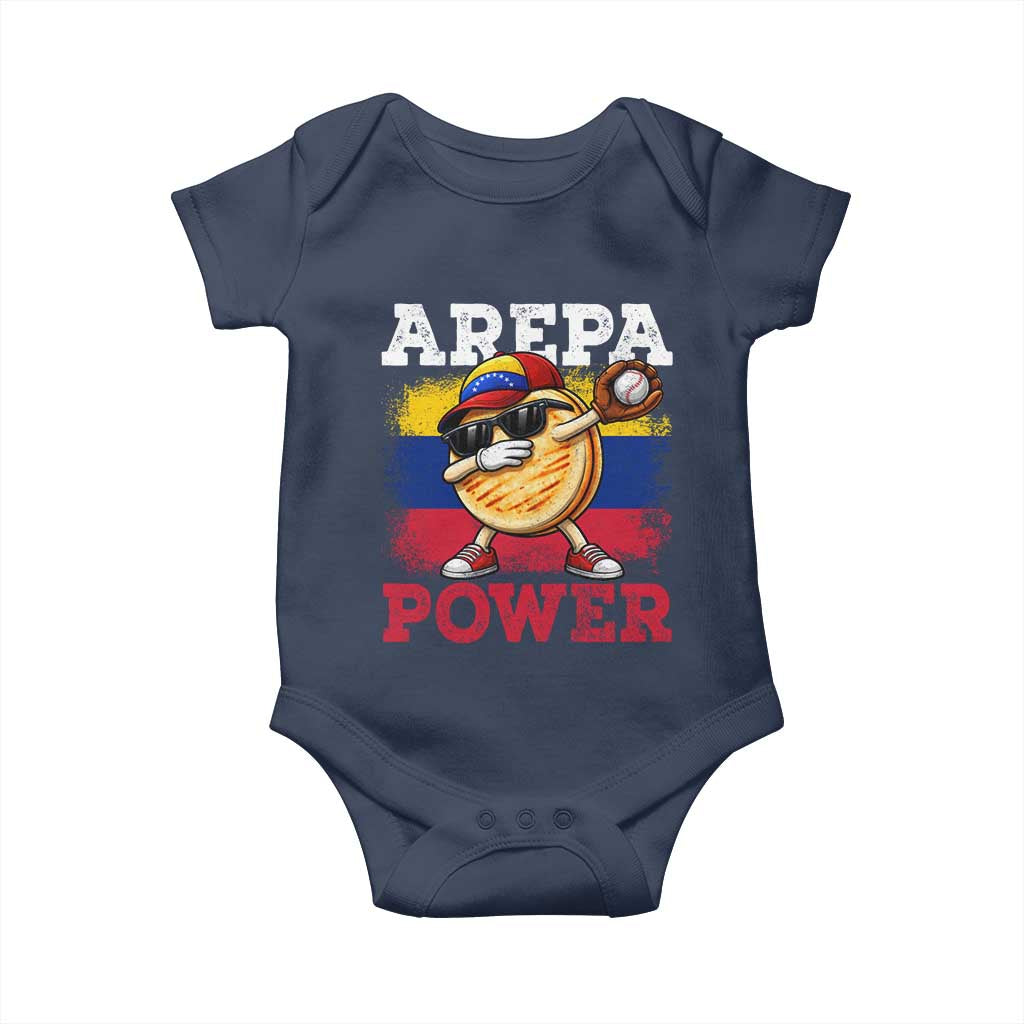 Funny Arepa Power Venezuela Baseball Lover Baby Onesie Cute Dabbing Arepa TS11 Navy Print Your Wear