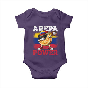 Funny Arepa Power Venezuela Baseball Lover Baby Onesie Cute Dabbing Arepa TS11 Purple Print Your Wear