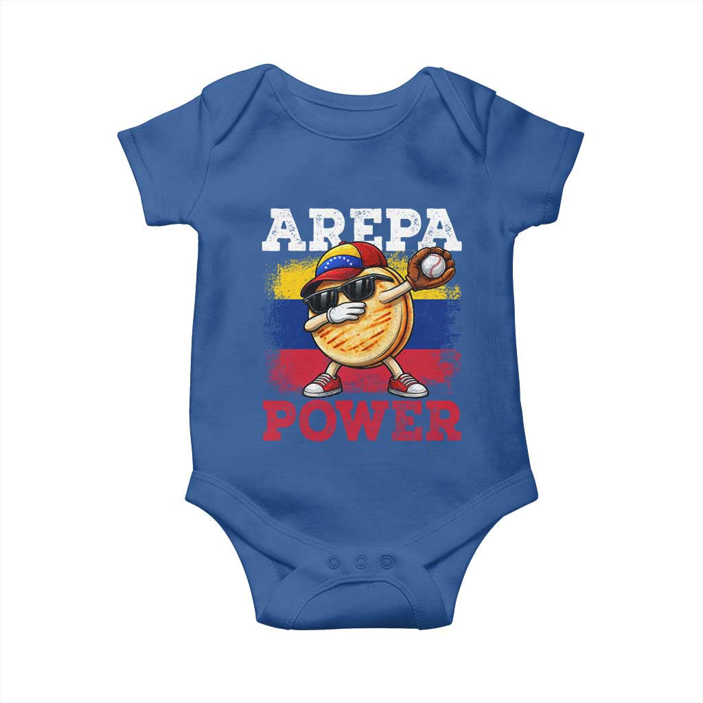 Funny Arepa Power Venezuela Baseball Lover Baby Onesie Cute Dabbing Arepa TS11 Royal Blue Print Your Wear