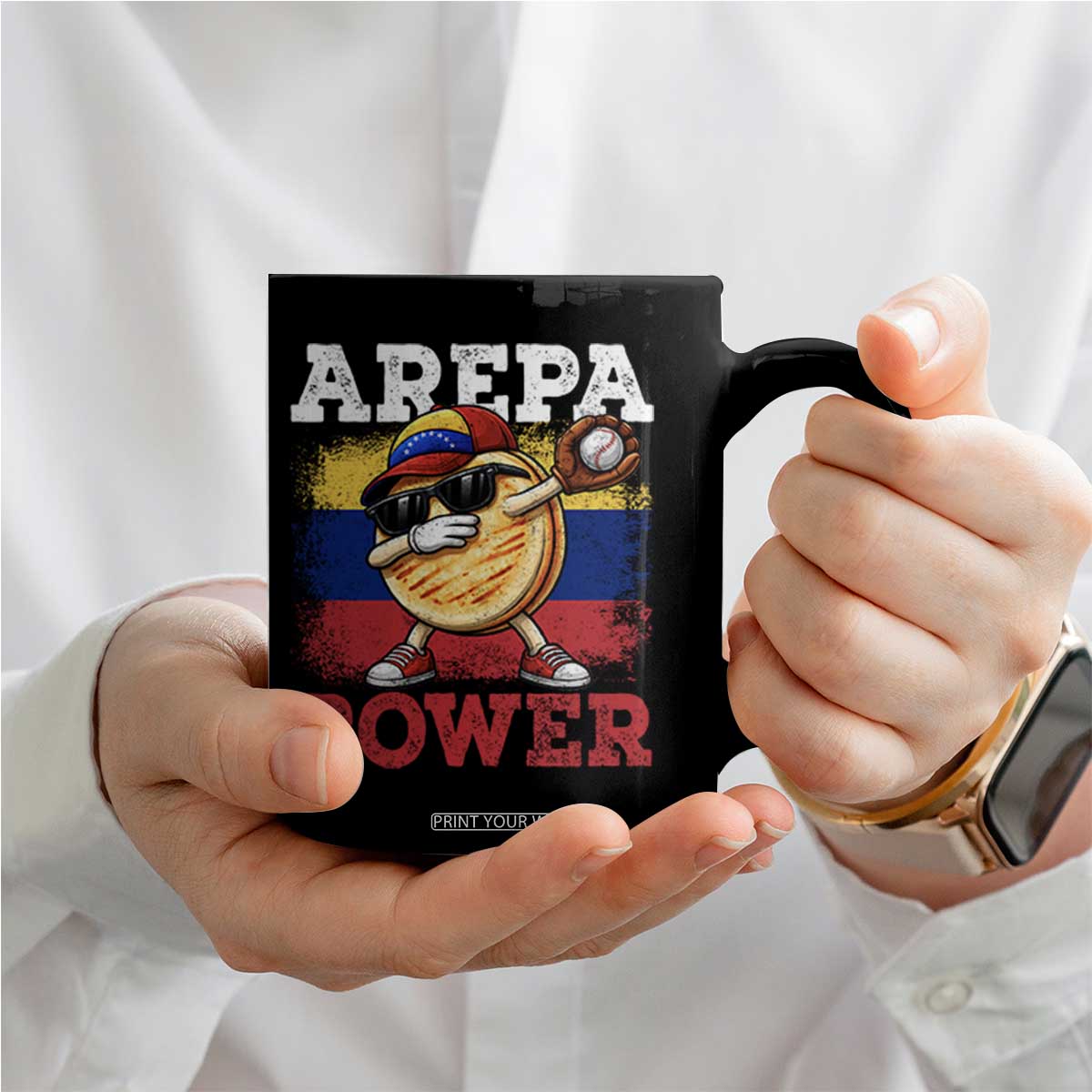 Funny Arepa Power Venezuela Baseball Lover Coffee Mug Cute Dabbing Arepa TS11 Print Your Wear