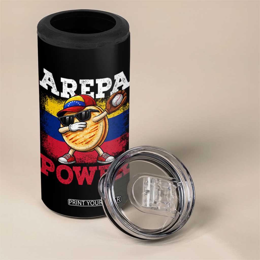 Funny Arepa Power Venezuela Baseball Lover 4 in 1 Can Cooler Tumbler Cute Dabbing Arepa TS11 Print Your Wear