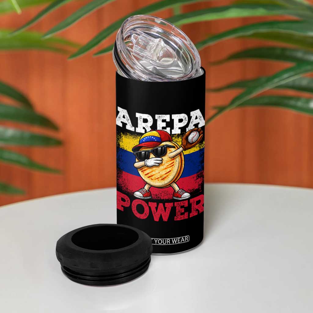 Funny Arepa Power Venezuela Baseball Lover 4 in 1 Can Cooler Tumbler Cute Dabbing Arepa TS11 Print Your Wear
