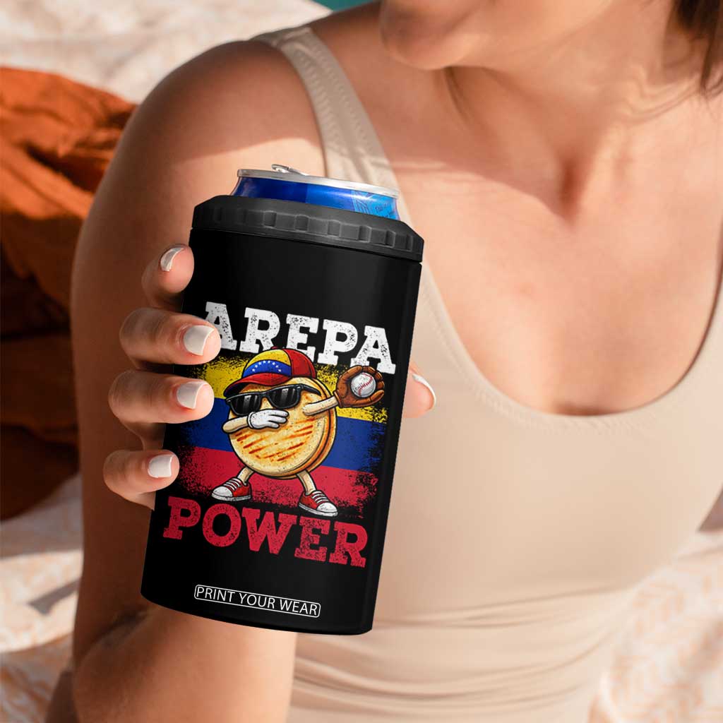 Funny Arepa Power Venezuela Baseball Lover 4 in 1 Can Cooler Tumbler Cute Dabbing Arepa TS11 Print Your Wear