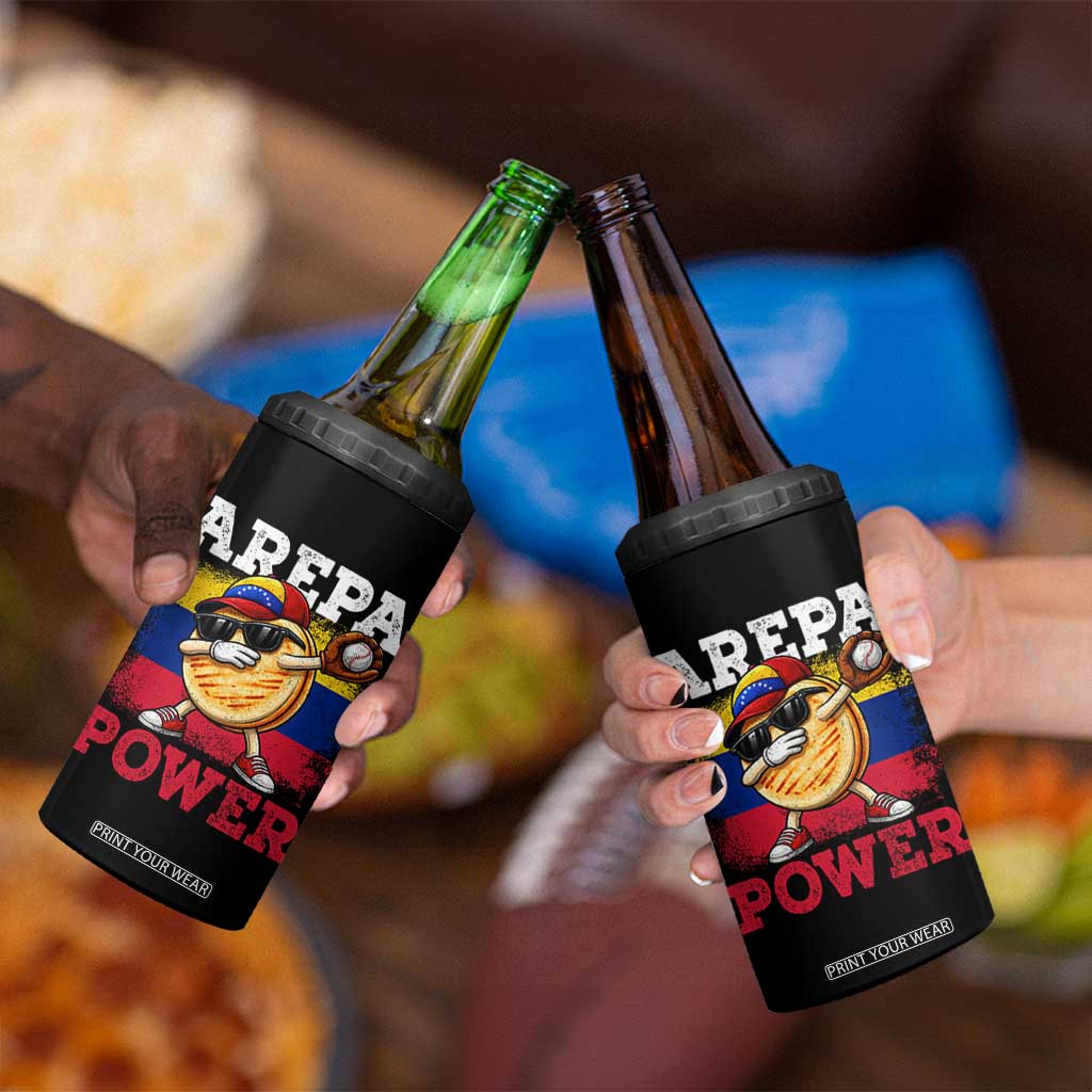 Funny Arepa Power Venezuela Baseball Lover 4 in 1 Can Cooler Tumbler Cute Dabbing Arepa TS11 Print Your Wear