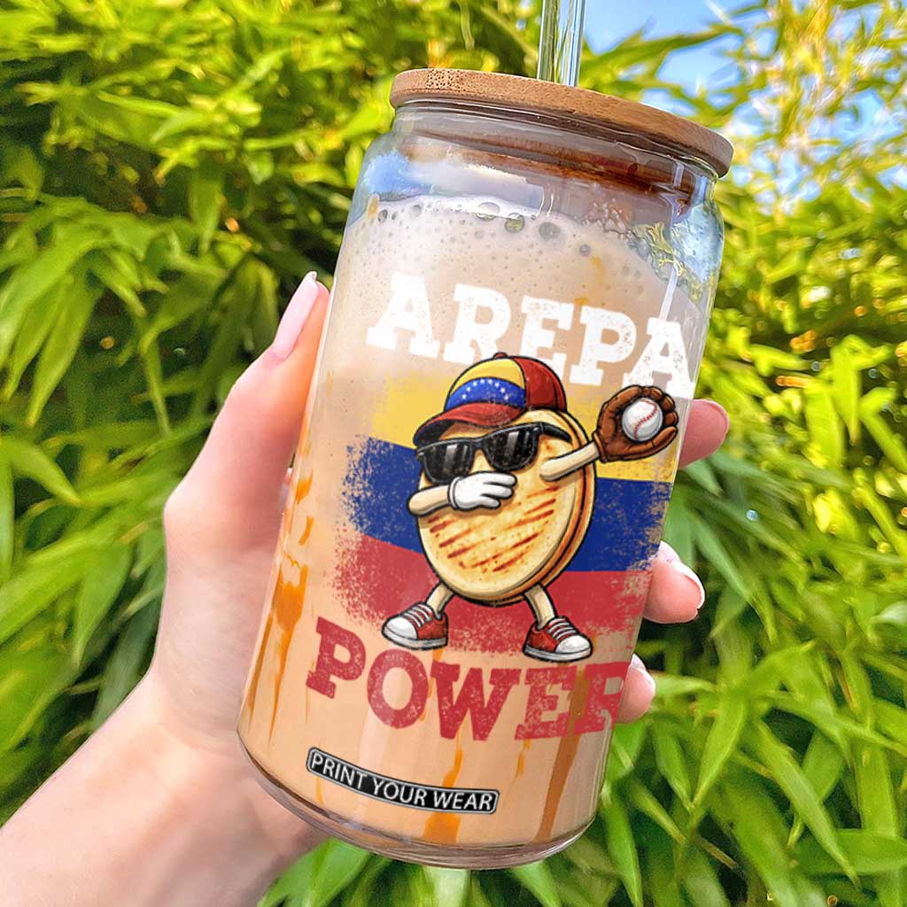 Funny Arepa Power Venezuela Baseball Lover Glass Can Cute Dabbing Arepa TS11 Black Print Your Wear