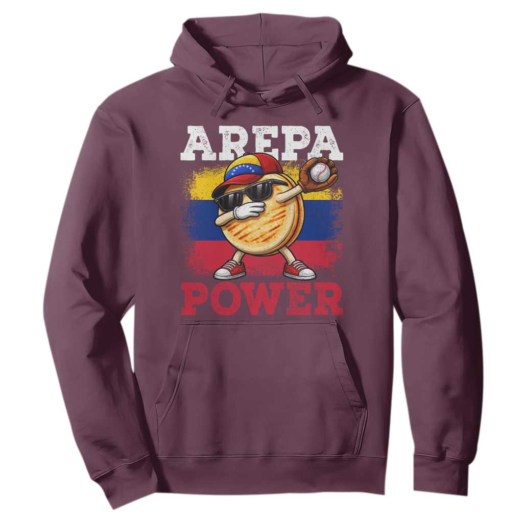 Funny Arepa Power Venezuela Baseball Lover Hoodie Cute Dabbing Arepa TS11 Maroon Print Your Wear