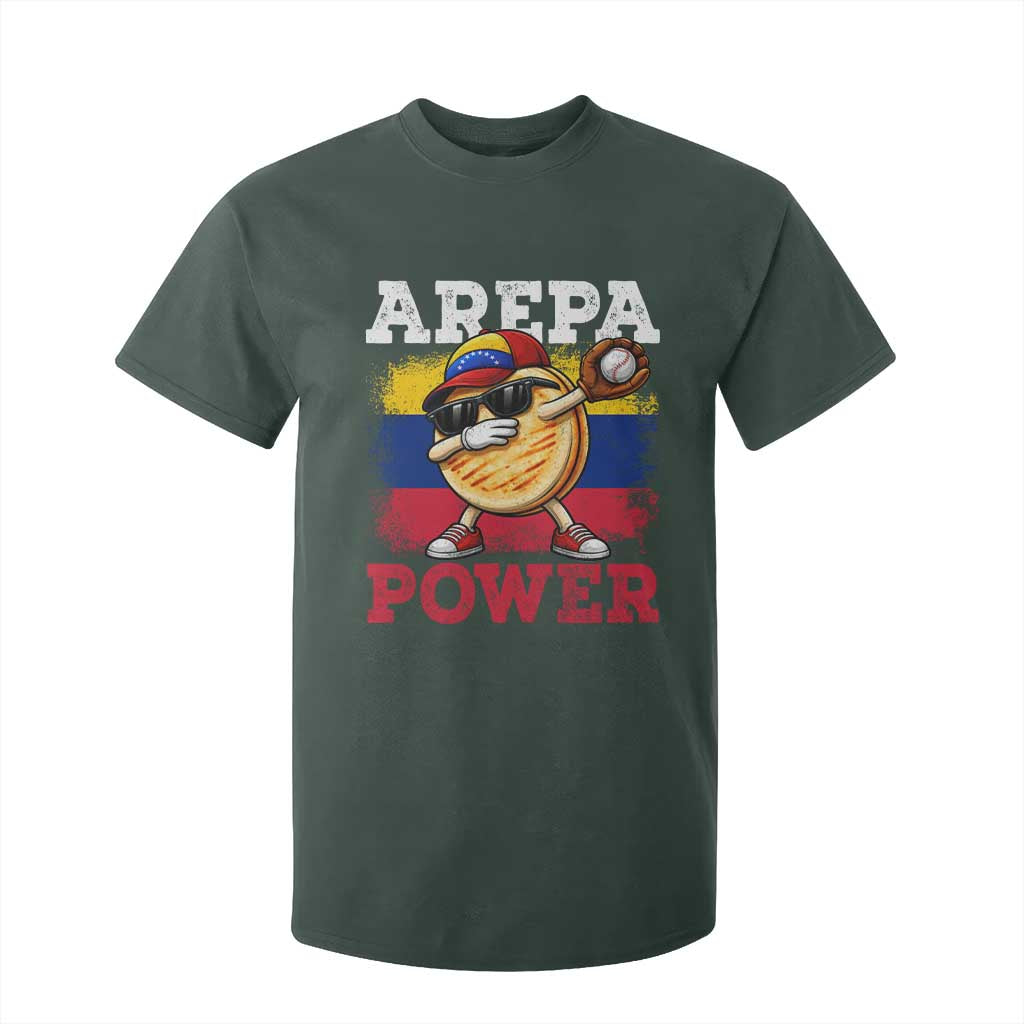Funny Arepa Power Venezuela Baseball Lover T Shirt For Kid Cute Dabbing Arepa TS11 Dark Forest Green Print Your Wear