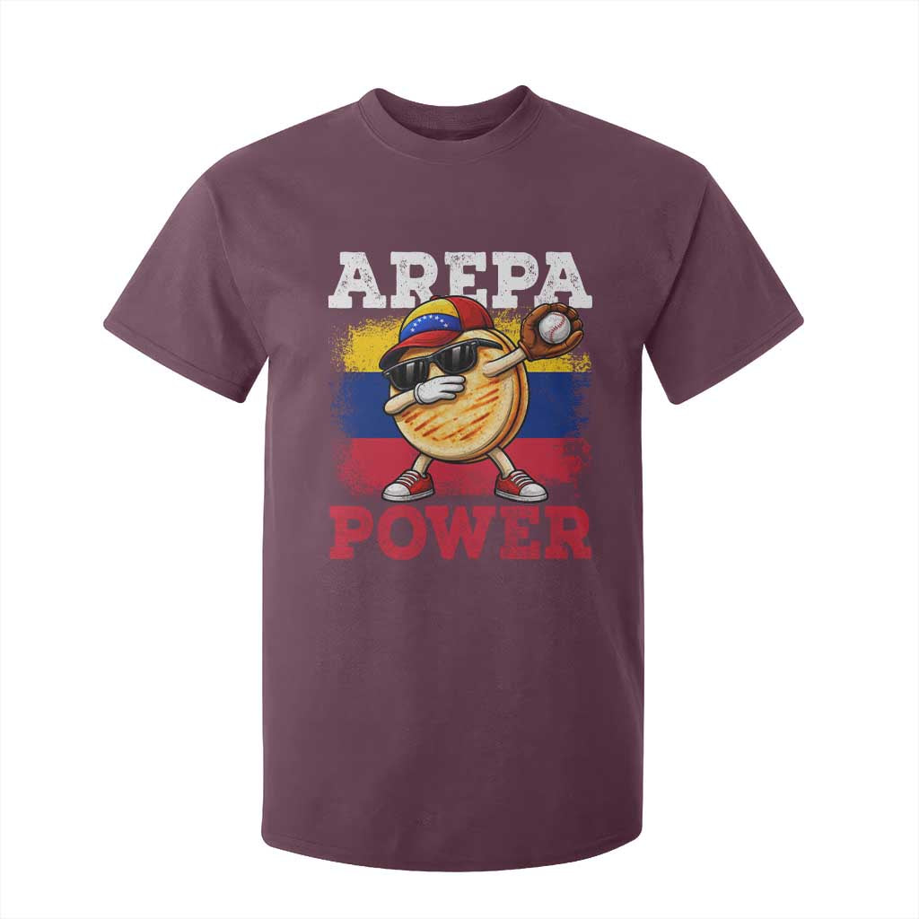 Funny Arepa Power Venezuela Baseball Lover T Shirt For Kid Cute Dabbing Arepa TS11 Maroon Print Your Wear