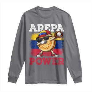 Funny Arepa Power Venezuela Baseball Lover Long Sleeve Shirt Cute Dabbing Arepa TS11 Charcoal Print Your Wear