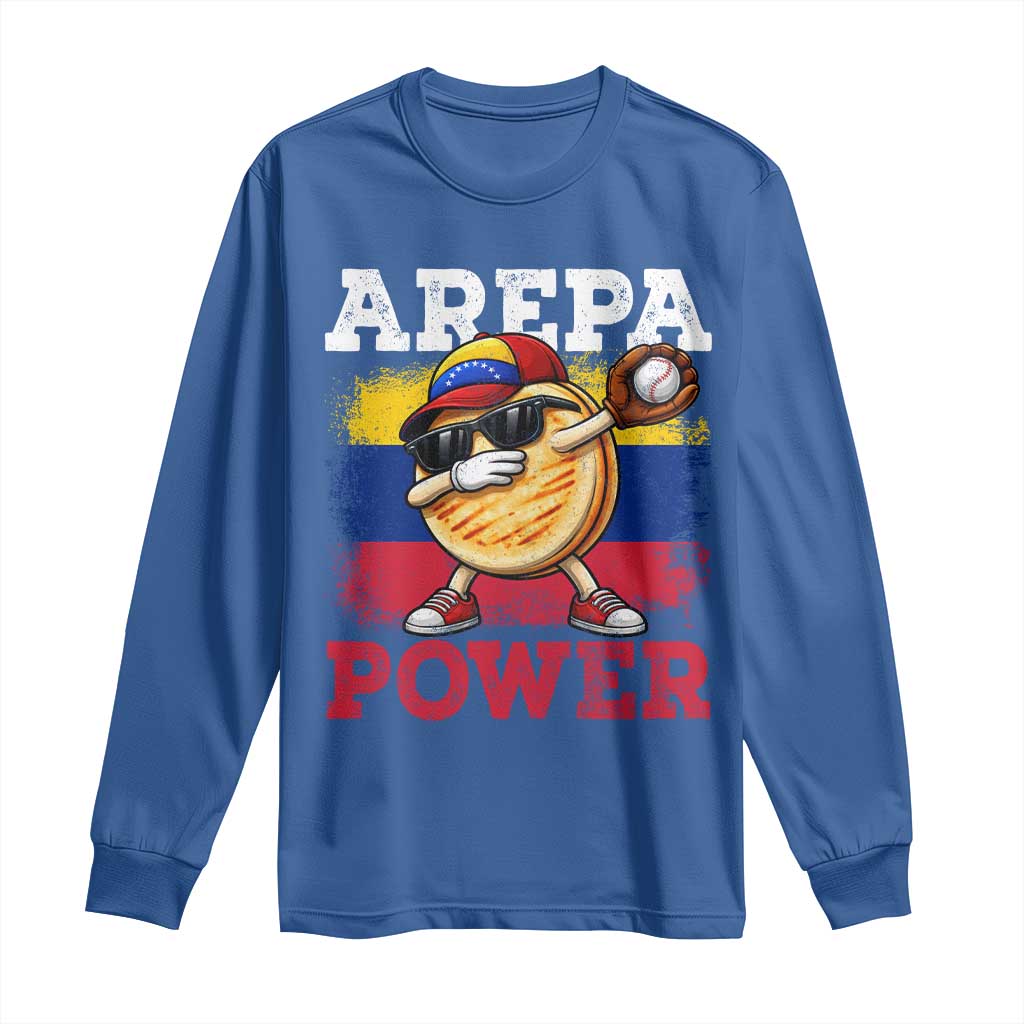 Funny Arepa Power Venezuela Baseball Lover Long Sleeve Shirt Cute Dabbing Arepa TS11 Royal Blue Print Your Wear