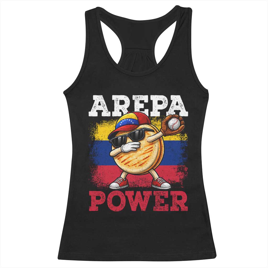 Funny Arepa Power Venezuela Baseball Lover Racerback Tank Top Cute Dabbing Arepa TS11 Black Print Your Wear