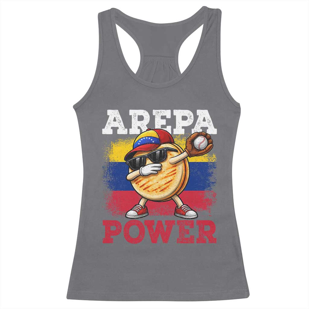 Funny Arepa Power Venezuela Baseball Lover Racerback Tank Top Cute Dabbing Arepa TS11 Charcoal Print Your Wear