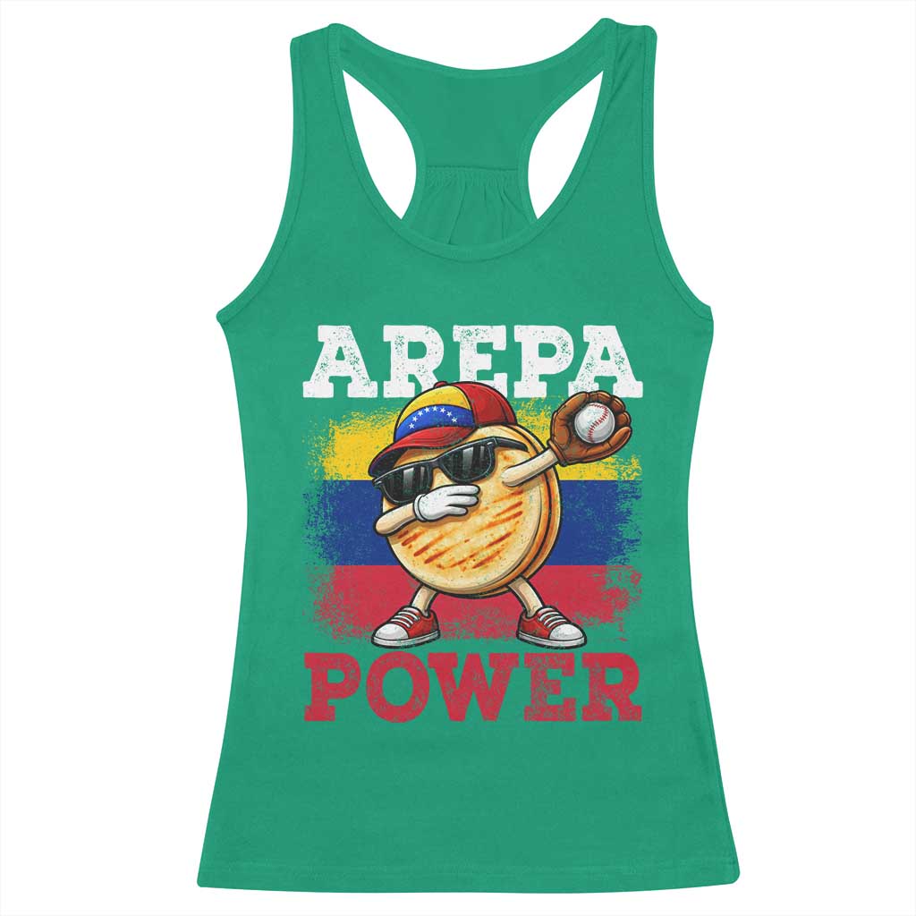 Funny Arepa Power Venezuela Baseball Lover Racerback Tank Top Cute Dabbing Arepa TS11 Irish Green Print Your Wear