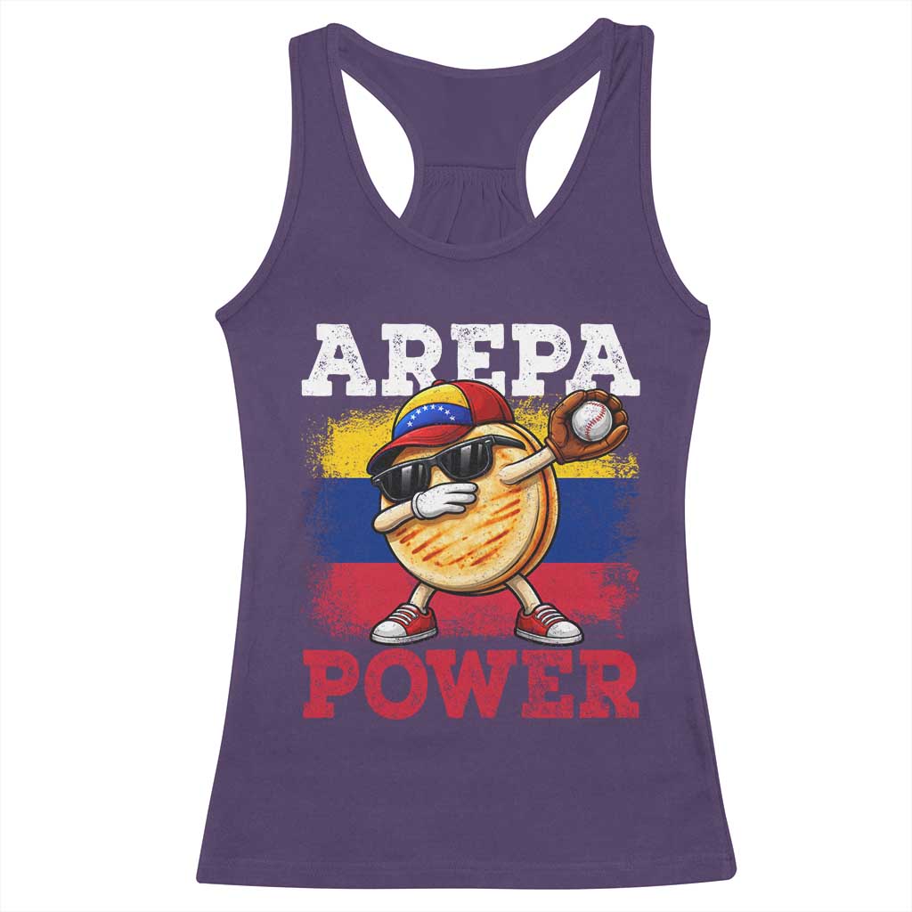Funny Arepa Power Venezuela Baseball Lover Racerback Tank Top Cute Dabbing Arepa TS11 Purple Print Your Wear