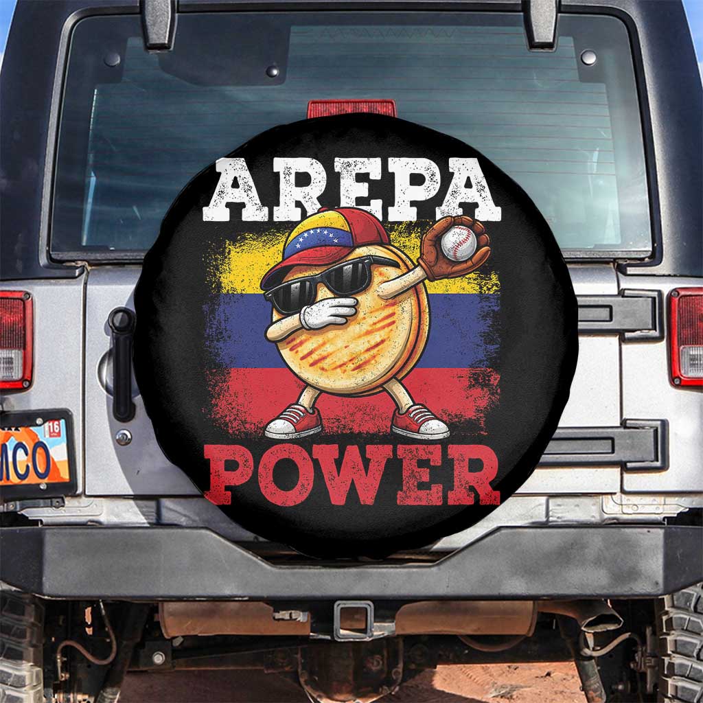 Funny Arepa Power Venezuela Baseball Lover Spare Tire Cover Cute Dabbing Arepa TS11 No hole Black Print Your Wear