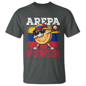 Funny Arepa Power Venezuela Baseball Lover T Shirt - Cute Dabbing Arepa TS11 Dark Heather Print Your Wear