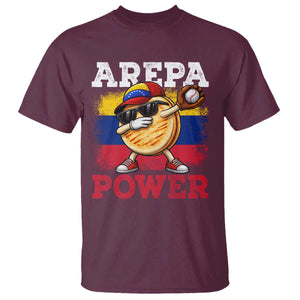 Funny Arepa Power Venezuela Baseball Lover T Shirt - Cute Dabbing Arepa TS11 Maroon Print Your Wear