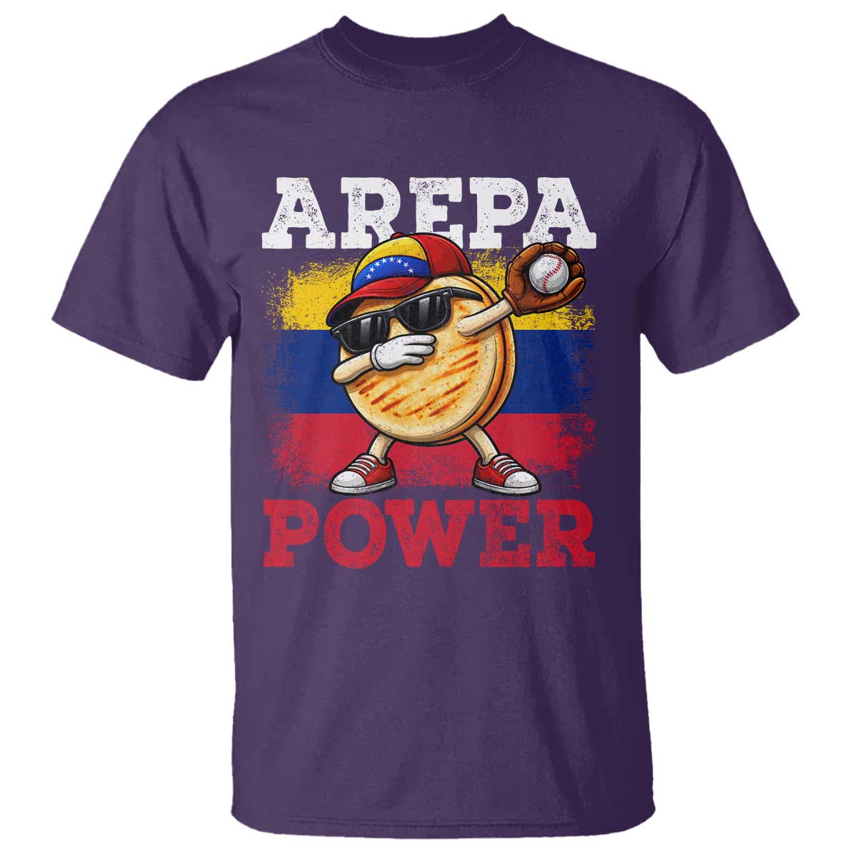 Funny Arepa Power Venezuela Baseball Lover T Shirt - Cute Dabbing Arepa TS11 Purple Print Your Wear