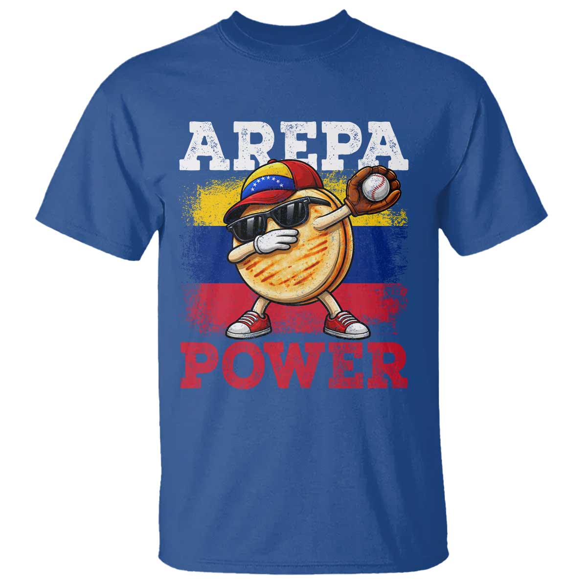 Funny Arepa Power Venezuela Baseball Lover T Shirt - Cute Dabbing Arepa TS11 Royal Blue Print Your Wear
