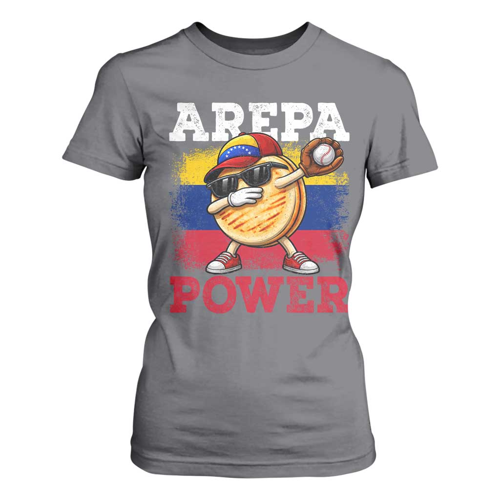 Funny Arepa Power Venezuela Baseball Lover T Shirt For Women Cute Dabbing Arepa TS11 Charcoal Print Your Wear
