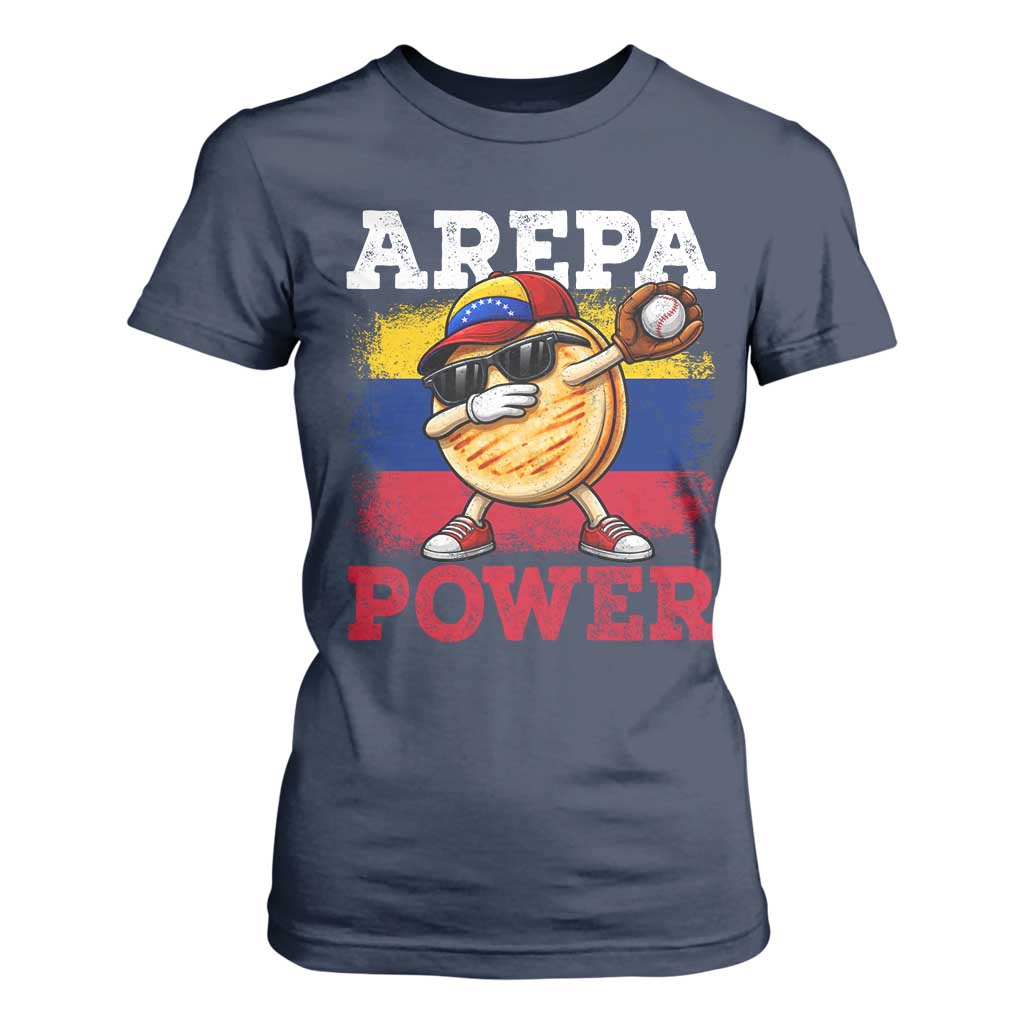 Funny Arepa Power Venezuela Baseball Lover T Shirt For Women Cute Dabbing Arepa TS11 Navy Print Your Wear