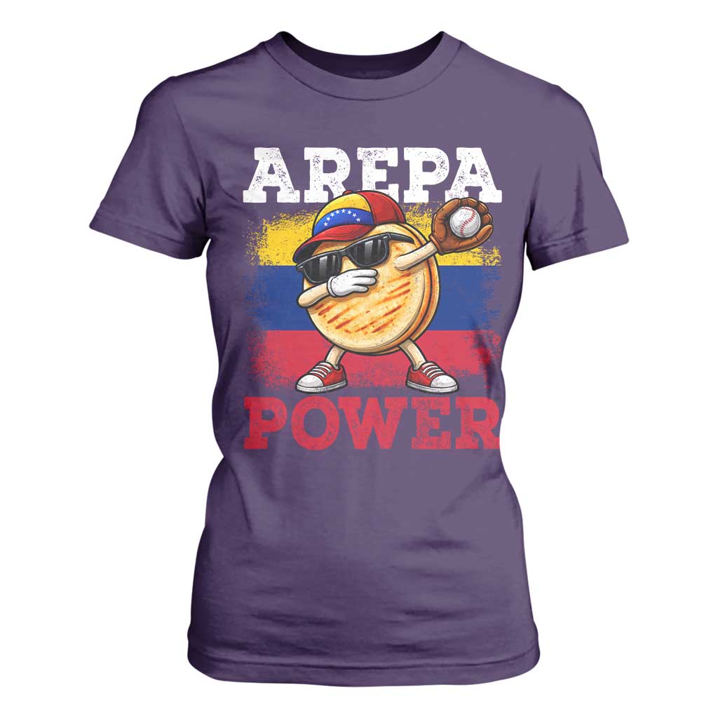 Funny Arepa Power Venezuela Baseball Lover T Shirt For Women Cute Dabbing Arepa TS11 Purple Print Your Wear