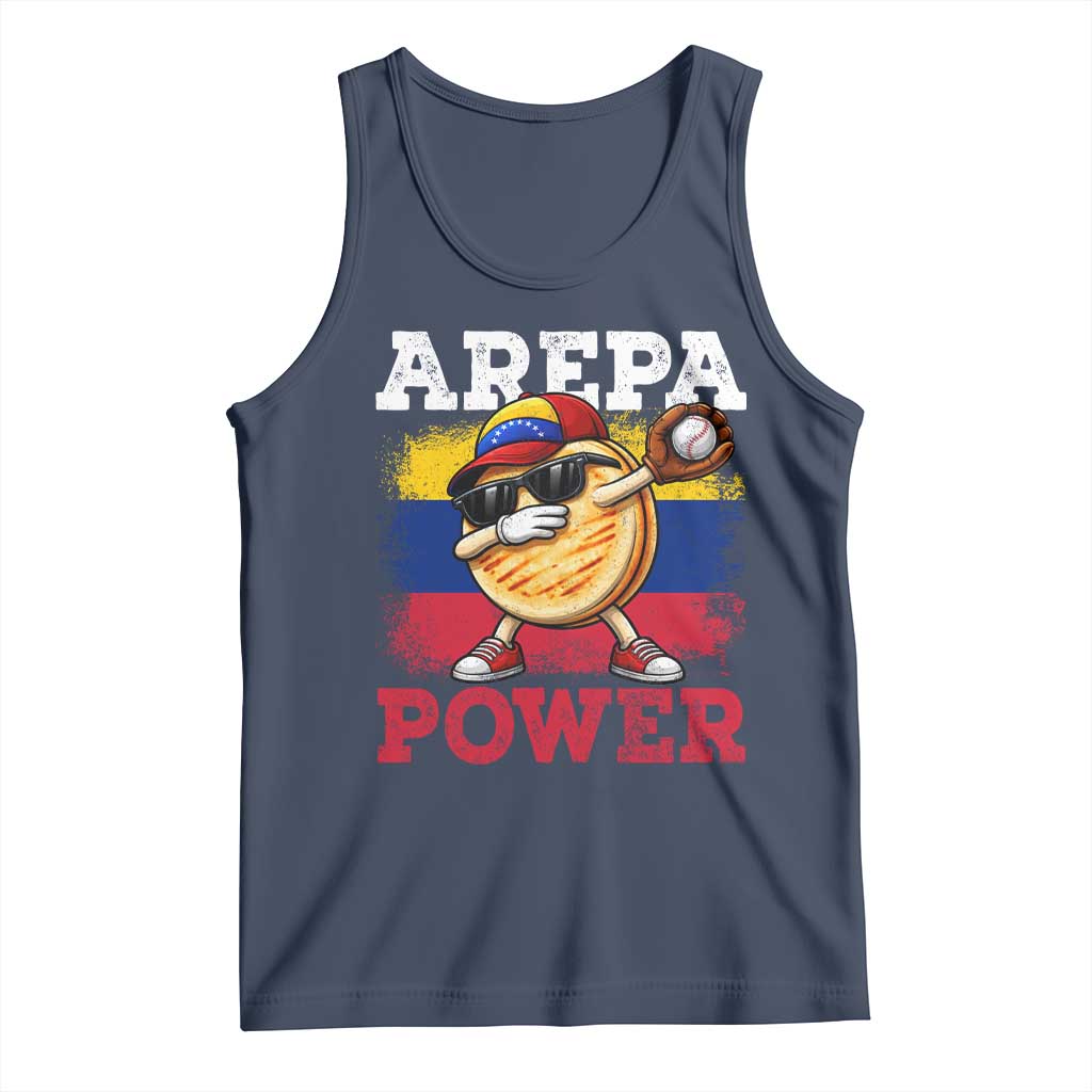Funny Arepa Power Venezuela Baseball Lover Tank Top Cute Dabbing Arepa TS11 Navy Print Your Wear