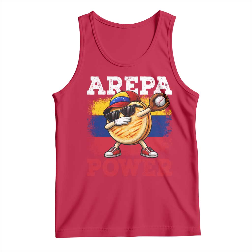Funny Arepa Power Venezuela Baseball Lover Tank Top Cute Dabbing Arepa TS11 Red Print Your Wear