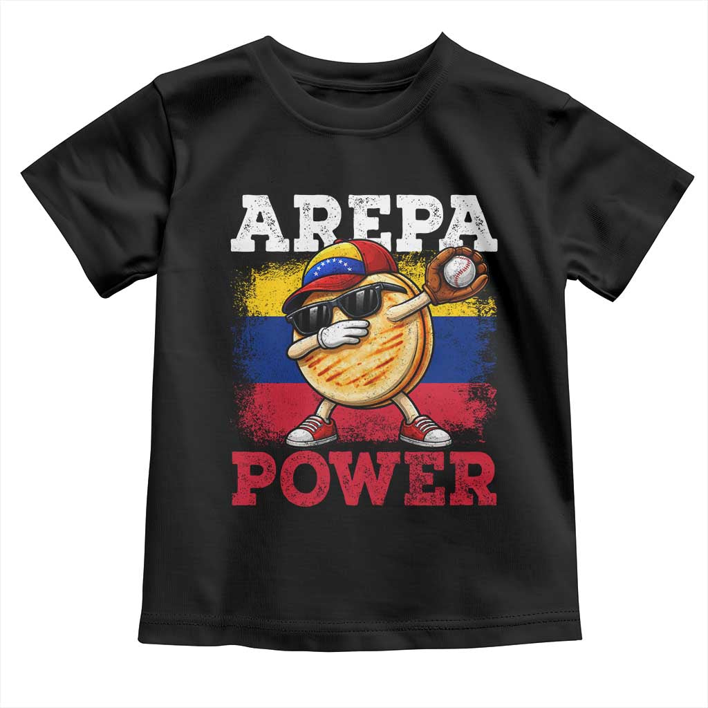 Funny Arepa Power Venezuela Baseball Lover Toddler T Shirt Cute Dabbing Arepa TS11 Black Print Your Wear
