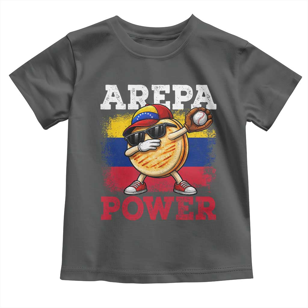 Funny Arepa Power Venezuela Baseball Lover Toddler T Shirt Cute Dabbing Arepa TS11 Dark Heather Print Your Wear