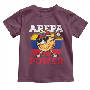 Funny Arepa Power Venezuela Baseball Lover Toddler T Shirt Cute Dabbing Arepa TS11 Maroon Print Your Wear