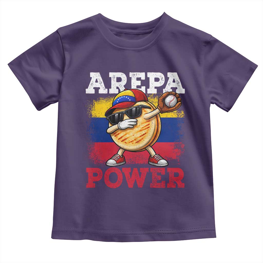 Funny Arepa Power Venezuela Baseball Lover Toddler T Shirt Cute Dabbing Arepa TS11 Purple Print Your Wear