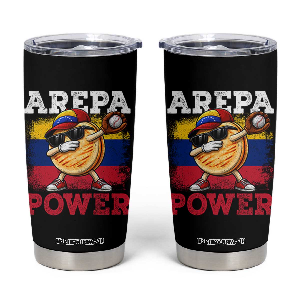 Funny Arepa Power Venezuela Baseball Lover Tumbler Cup Cute Dabbing Arepa TS11 Black Print Your Wear