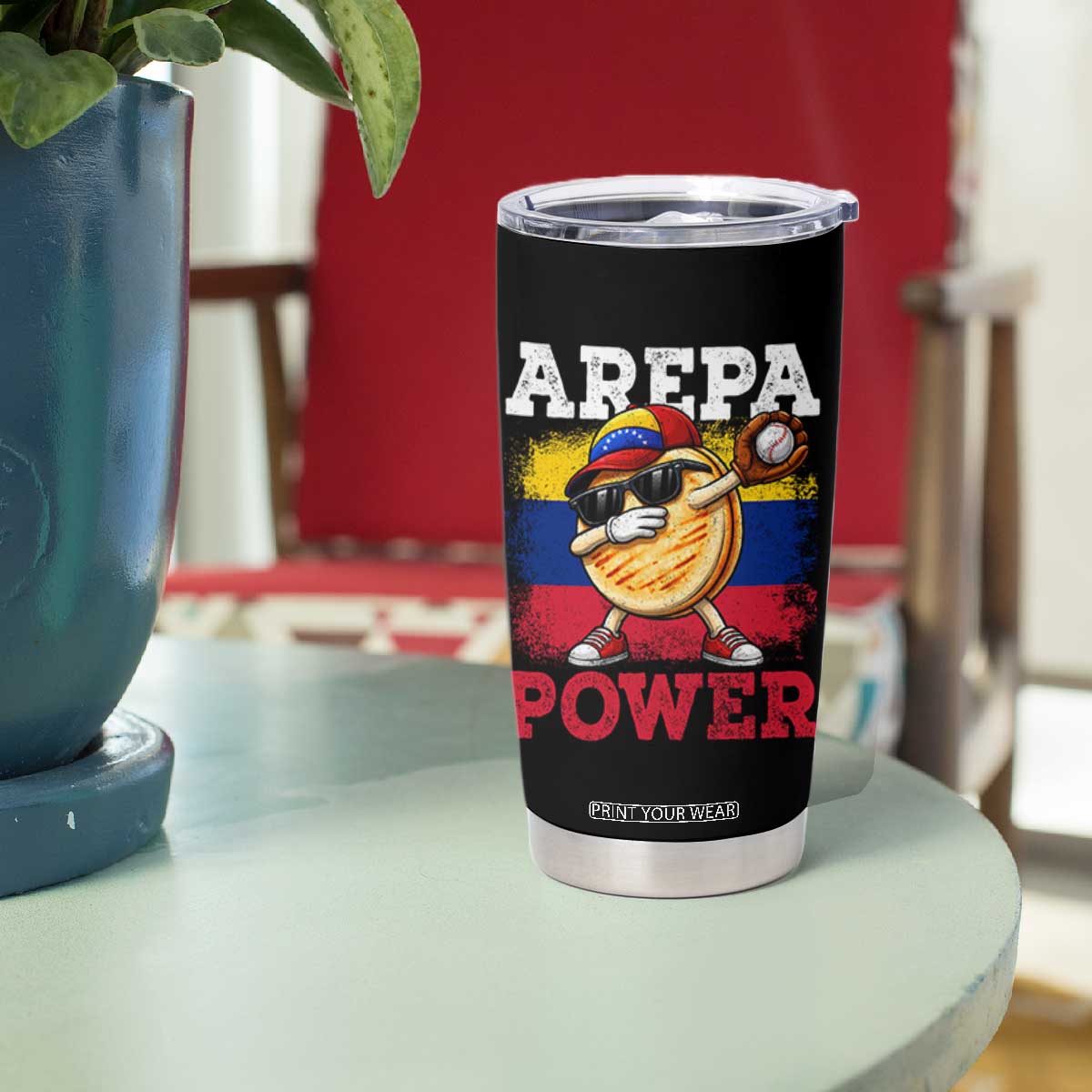 Funny Arepa Power Venezuela Baseball Lover Tumbler Cup Cute Dabbing Arepa TS11 Print Your Wear
