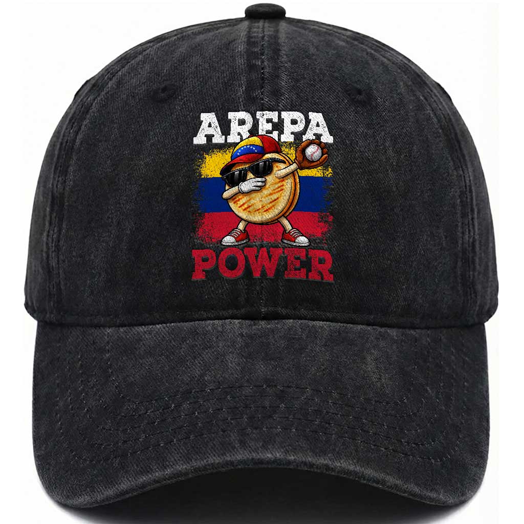 Funny Arepa Power Venezuela Baseball Lover Washed Cotton Baseball Cap Cute Dabbing Arepa TS11 Print Your Wear
