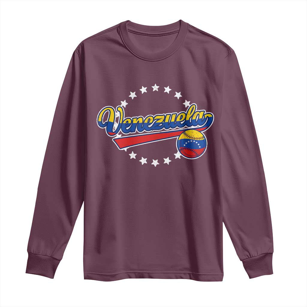 Venezuela Baseball Jersey Venezuelan Sport Fan Long Sleeve Shirt TS11 Maroon Print Your Wear