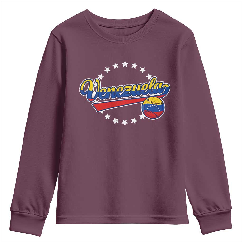 Venezuela Baseball Jersey Venezuelan Sport Fan Youth Sweatshirt TS11 Maroon Print Your Wear