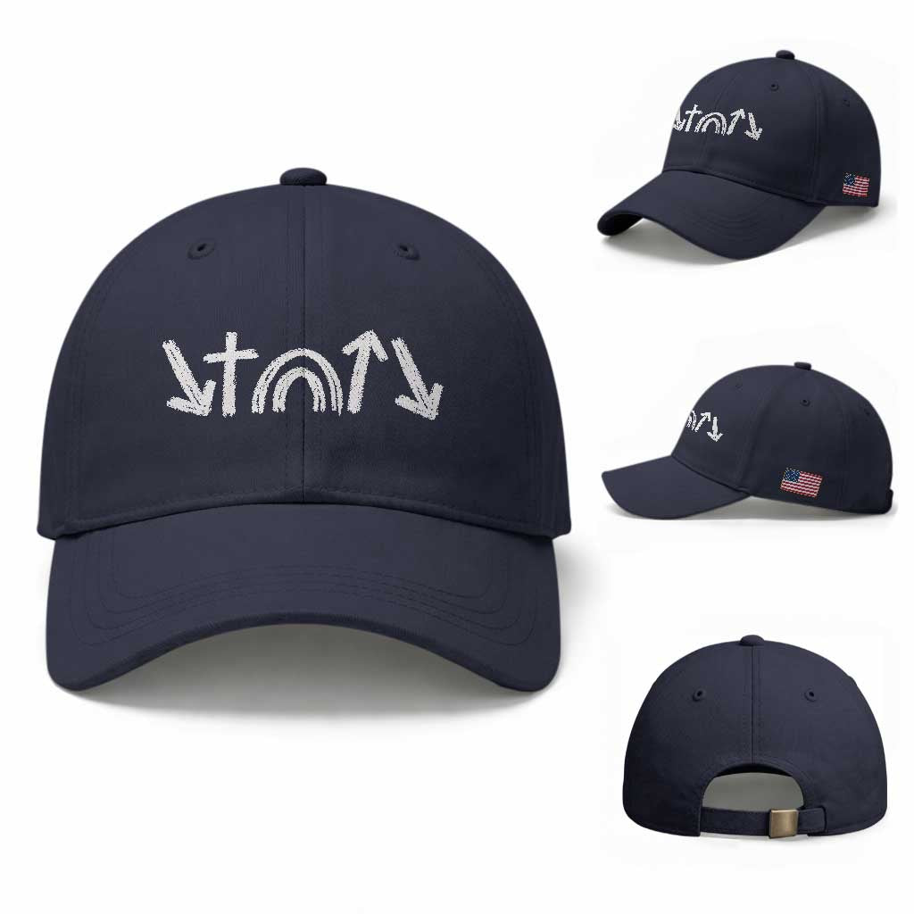 Christian Easter Baseball Cap 5 Gospel Symbols He Came Died Rose Ascended Jesus TS11 Baseball Cap Universal Fit Navy Print Your Wear