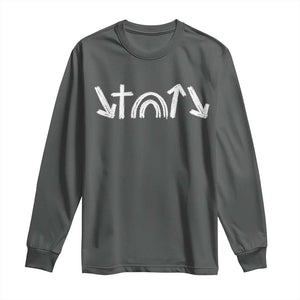 Christian Easter Long Sleeve Shirt 5 Gospel Symbols He Came Died Rose Ascended Jesus TS11 Dark Heather Print Your Wear