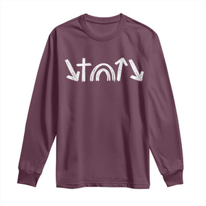Christian Easter Long Sleeve Shirt 5 Gospel Symbols He Came Died Rose Ascended Jesus TS11 Maroon Print Your Wear
