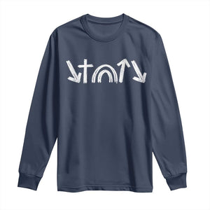 Christian Easter Long Sleeve Shirt 5 Gospel Symbols He Came Died Rose Ascended Jesus TS11 Navy Print Your Wear