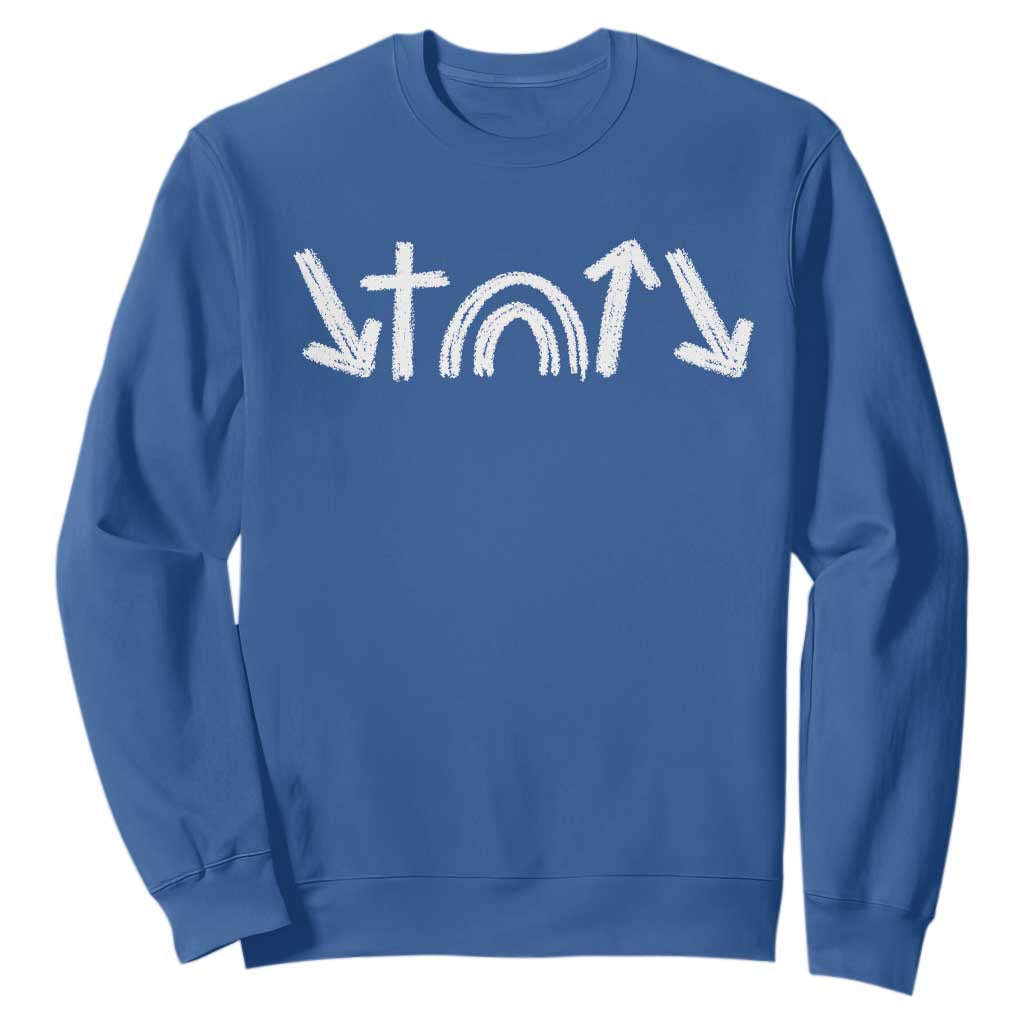 Christian Easter Sweatshirt 5 Gospel Symbols He Came Died Rose Ascended Jesus TS11 Royal Blue Print Your Wear