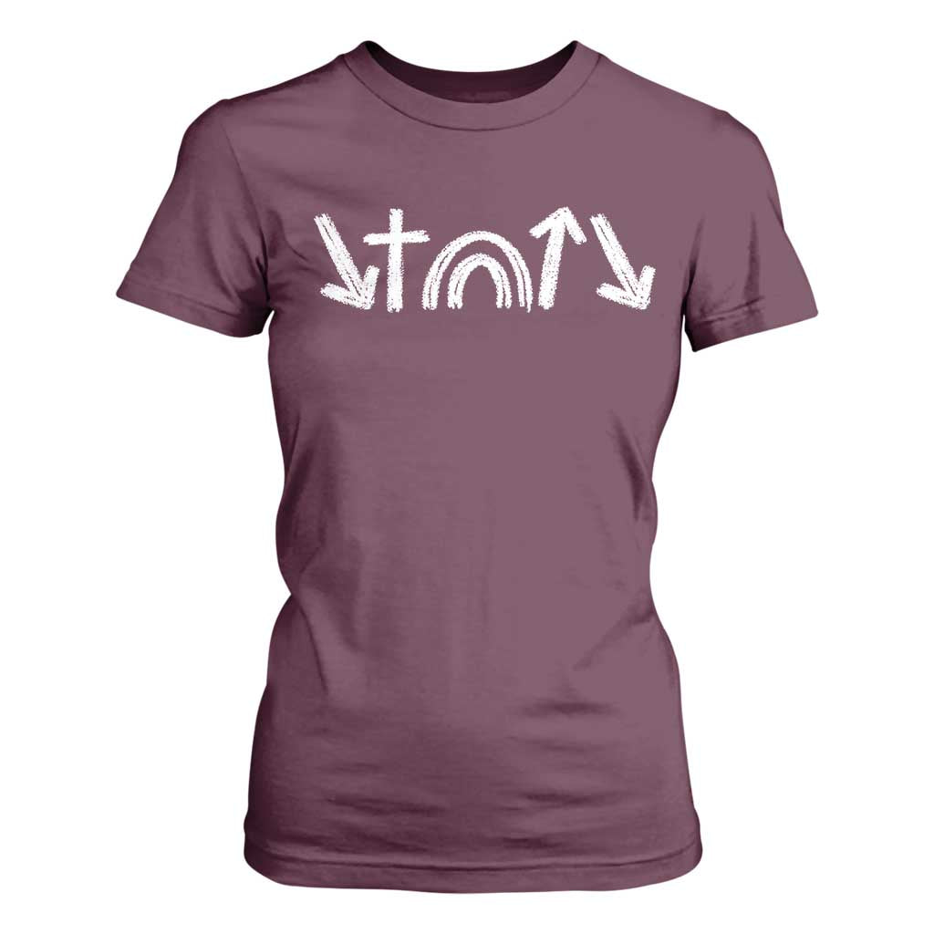Christian Easter T Shirt For Women 5 Gospel Symbols He Came Died Rose Ascended Jesus TS11 Maroon Print Your Wear